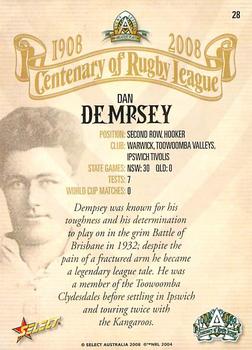2008 NRL Centenary #28 Dan Dempsey Back